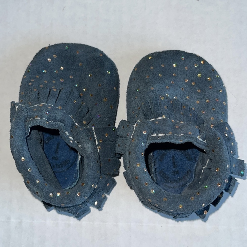 Freshly Picked Dark Blue With Holographic Dots Leather Moccasins - Picture 6 of 8